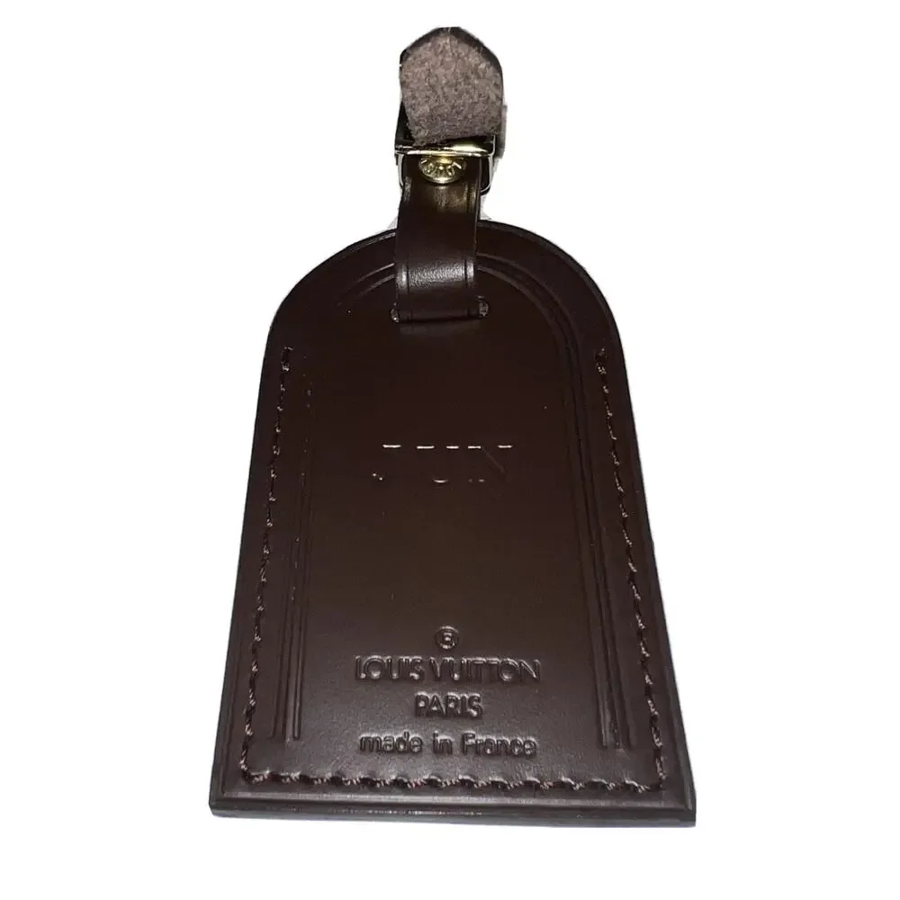 Louis Vuitton Name Tag w/ JUN Damier Ebene Leather Gold-tone France